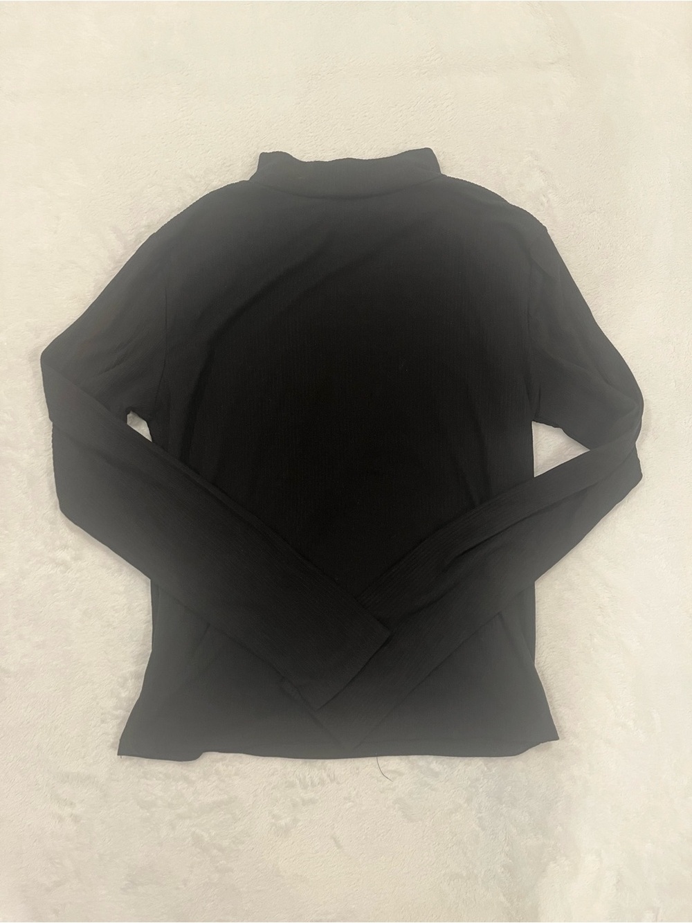 YMI Collections Black Ribbed Mock Neck Long Sleeve Top - Size L - Picture 2 of 6